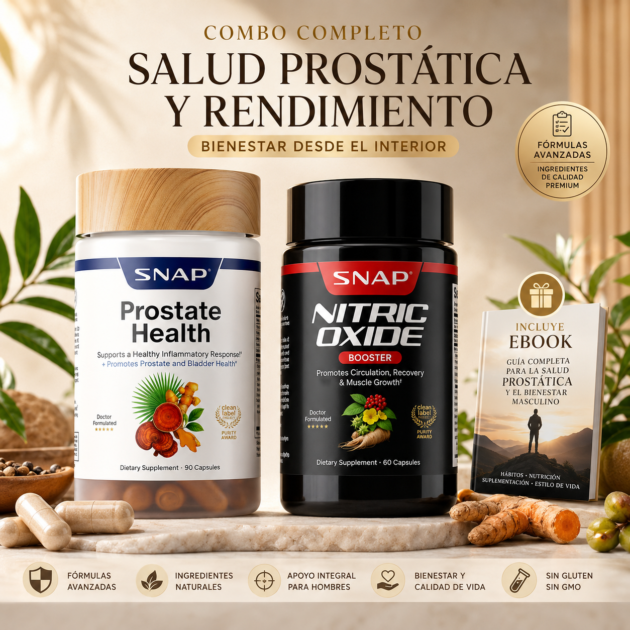 Óxido Nítrico + Próstata — Apoya Circulación, Resistencia y Función Urinaria (60 + 90 Cápsulas)