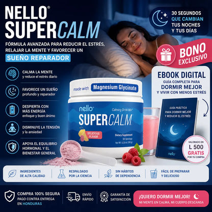NELLO® SUPERCALM | Fórmula Avanzada para Reducir el Estrés, Relajar la Mente y Favorecer un Sueño Reparador