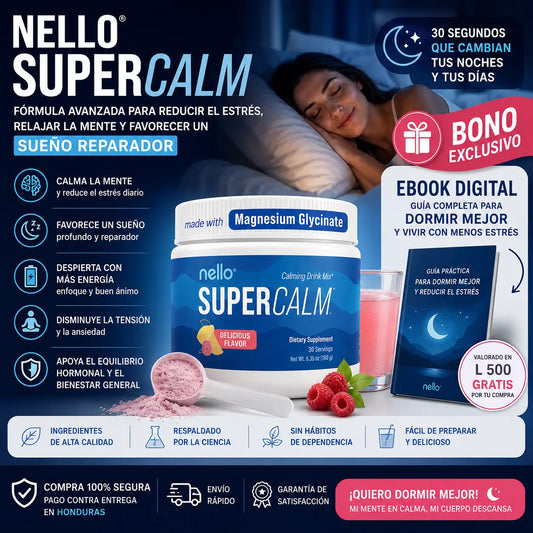 NELLO® SUPERCALM | Fórmula Avanzada para Reducir el Estrés, Relajar la Mente y Favorecer un Sueño Reparador