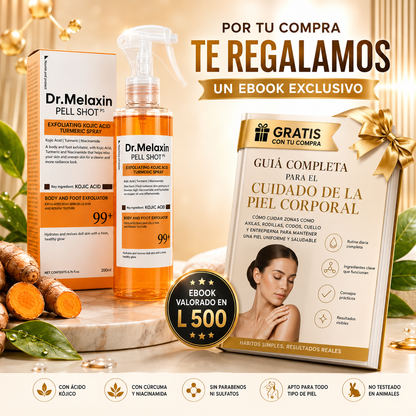 Dr. Melaxin - Exfoliante Corporal Cúrcuma + Ácido Kójico 200ml — Atenúa Manchas y Unifica Tono en Codos, Rodillas y Zonas Íntimas