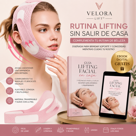 VELORA LIFT™ Banda Reafirmante Facial — Reduce Papada y Moldea Contorno