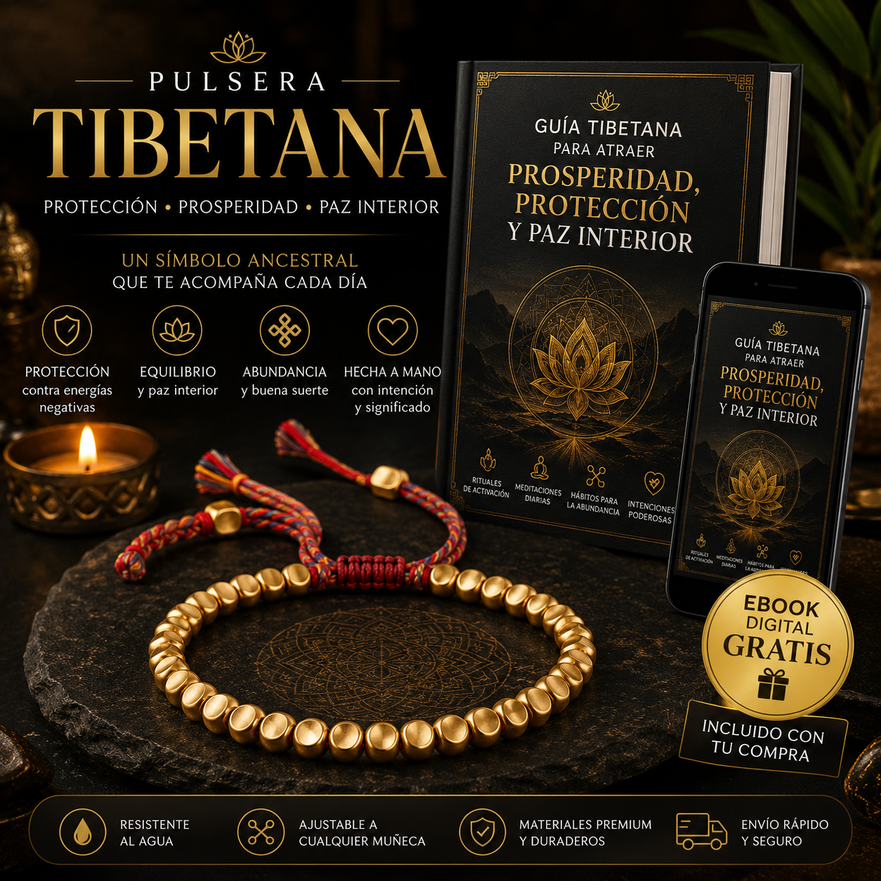 Pulsera Tibetana de Cobre Puro — Protección Energética Ancestral y Buena Fortuna — 1 Unidad