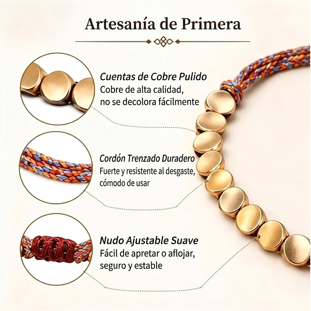 Pulsera Tibetana de Cobre Puro — Protección Energética Ancestral y Buena Fortuna — 1 Unidad