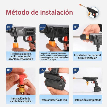 Hidrolavadora Portátil 12V — Lavado Sin Cable Ni Grifo — Kit 2 Baterías + Manguera 5m
