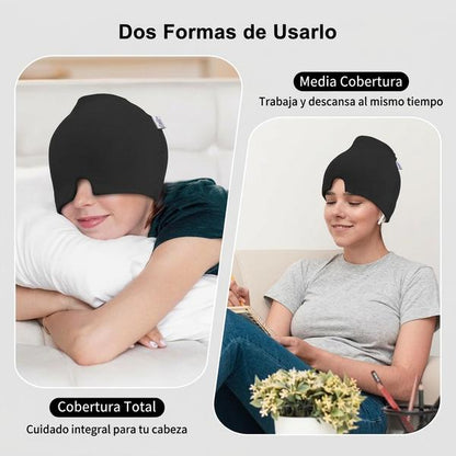 Gorro Alivio Migraña — Antifaz Gel — Terapia Frío/Calor Reduce Dolor de Cabeza, Tensión y Fatiga Ocular