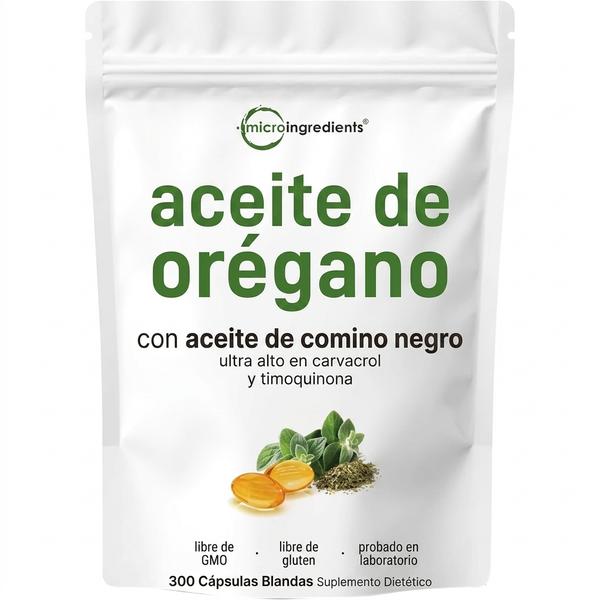 Aceite de Orégano + Semilla Negra 300 Cápsulas — Apoya Defensas Naturales 5 Meses (165mg Carvacrol + Timoquinona)