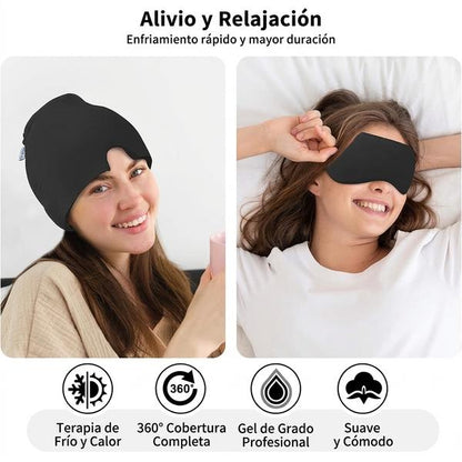 Gorro Alivio Migraña — Antifaz Gel — Terapia Frío/Calor Reduce Dolor de Cabeza, Tensión y Fatiga Ocular