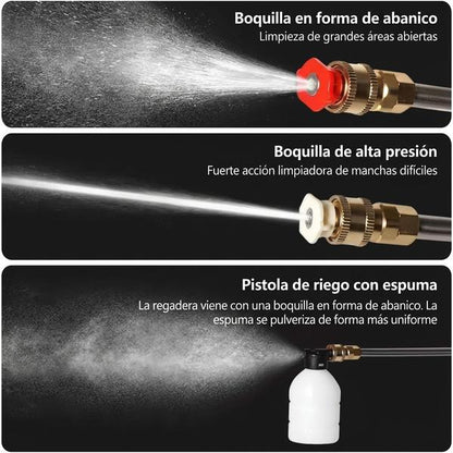 Hidrolavadora Portátil 12V — Lavado Sin Cable Ni Grifo — Kit 2 Baterías + Manguera 5m