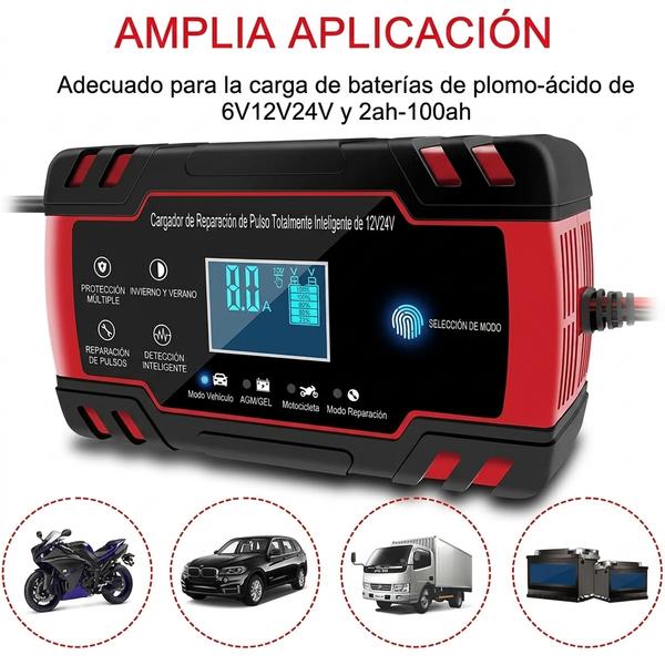 Cargador de Batería Inteligente 12V/24V — Mantiene tu Vehículo Siempre Listo — Portátil + Protección Automática