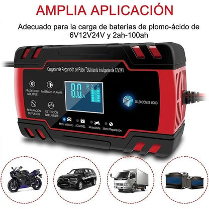 Cargador de Batería Inteligente 12V/24V — Mantiene tu Vehículo Siempre Listo — Portátil + Protección Automática