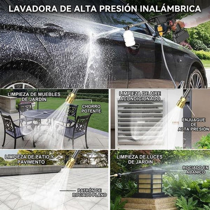 Hidrolavadora Portátil 12V — Lavado Sin Cable Ni Grifo — Kit 2 Baterías + Manguera 5m
