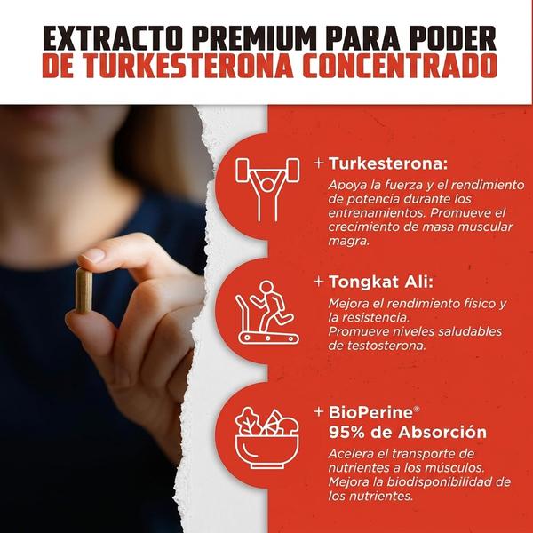 Turquesterona 15000mg — Apoya Fuerza y Rendimiento Muscular (120 Cápsulas)