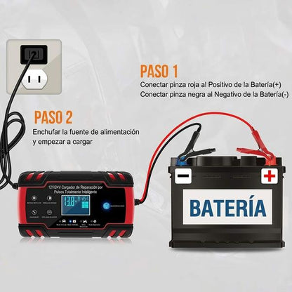 Cargador de Batería Inteligente 12V/24V — Mantiene tu Vehículo Siempre Listo — Portátil + Protección Automática